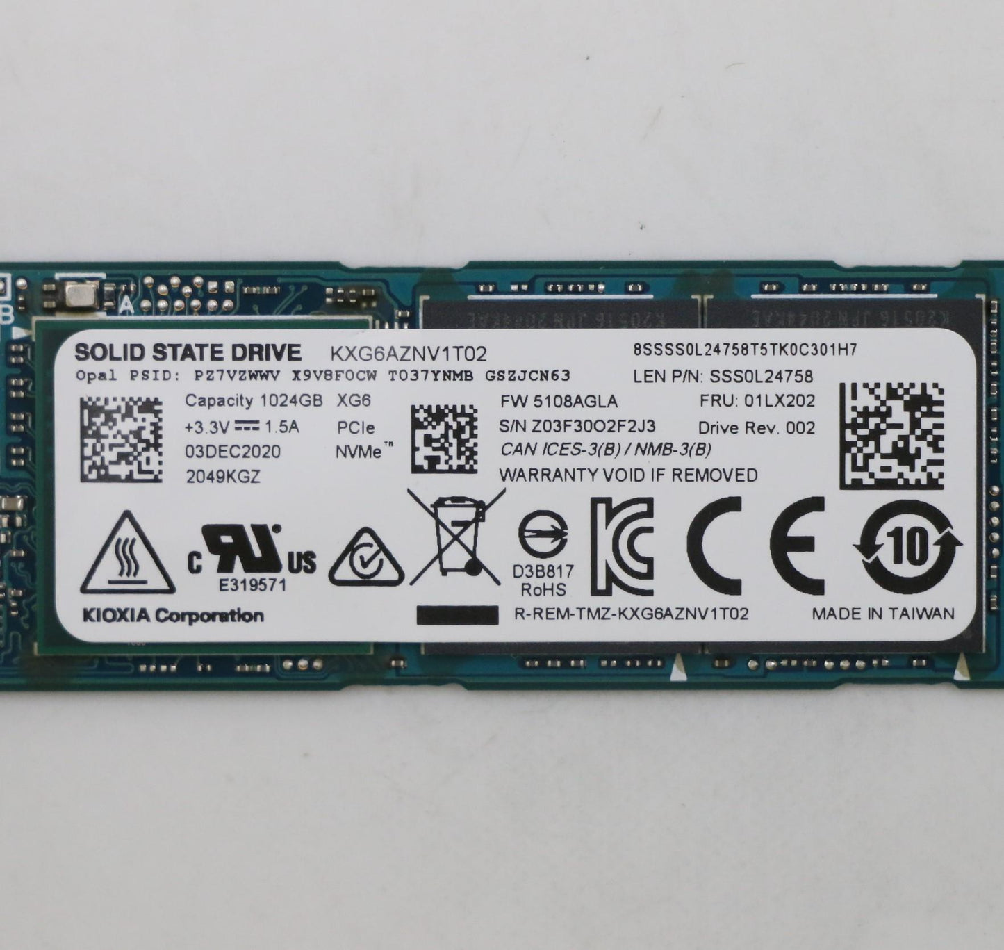 Lenovo (01LX202) 1TB SSD, M.2, 2280, PCIe3x4, OPAL, Toshiba