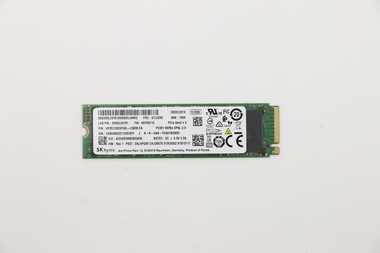 Lenovo (01LX201) 512GB SSD, M.2, 2280, PCIe3x4, OPAL, Toshiba