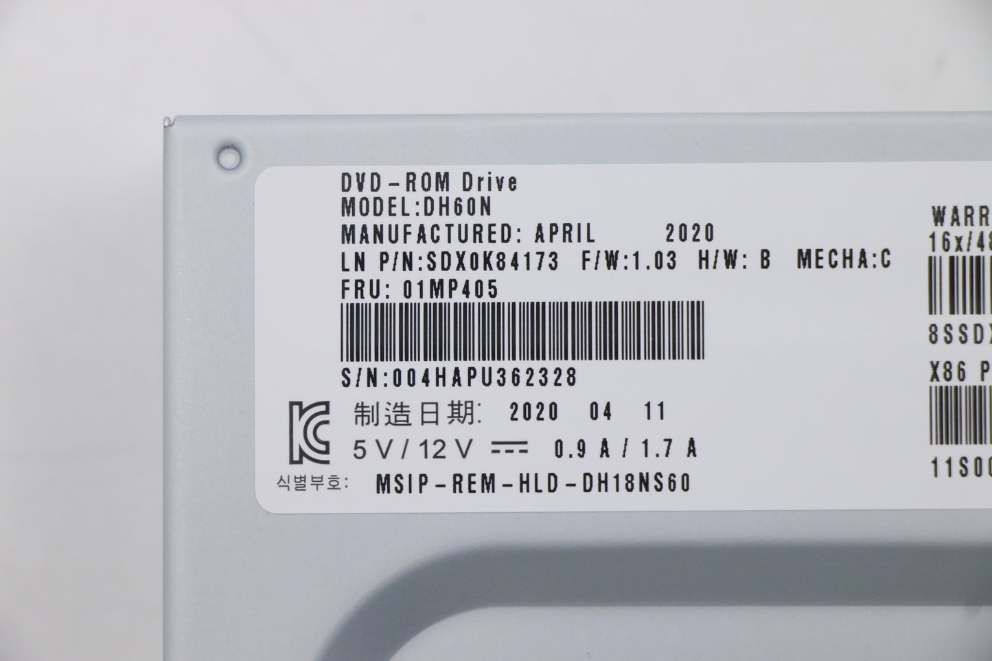 Lenovo Hl Dh60N Hh Sata Dvdrom-Lh - 01MP405
