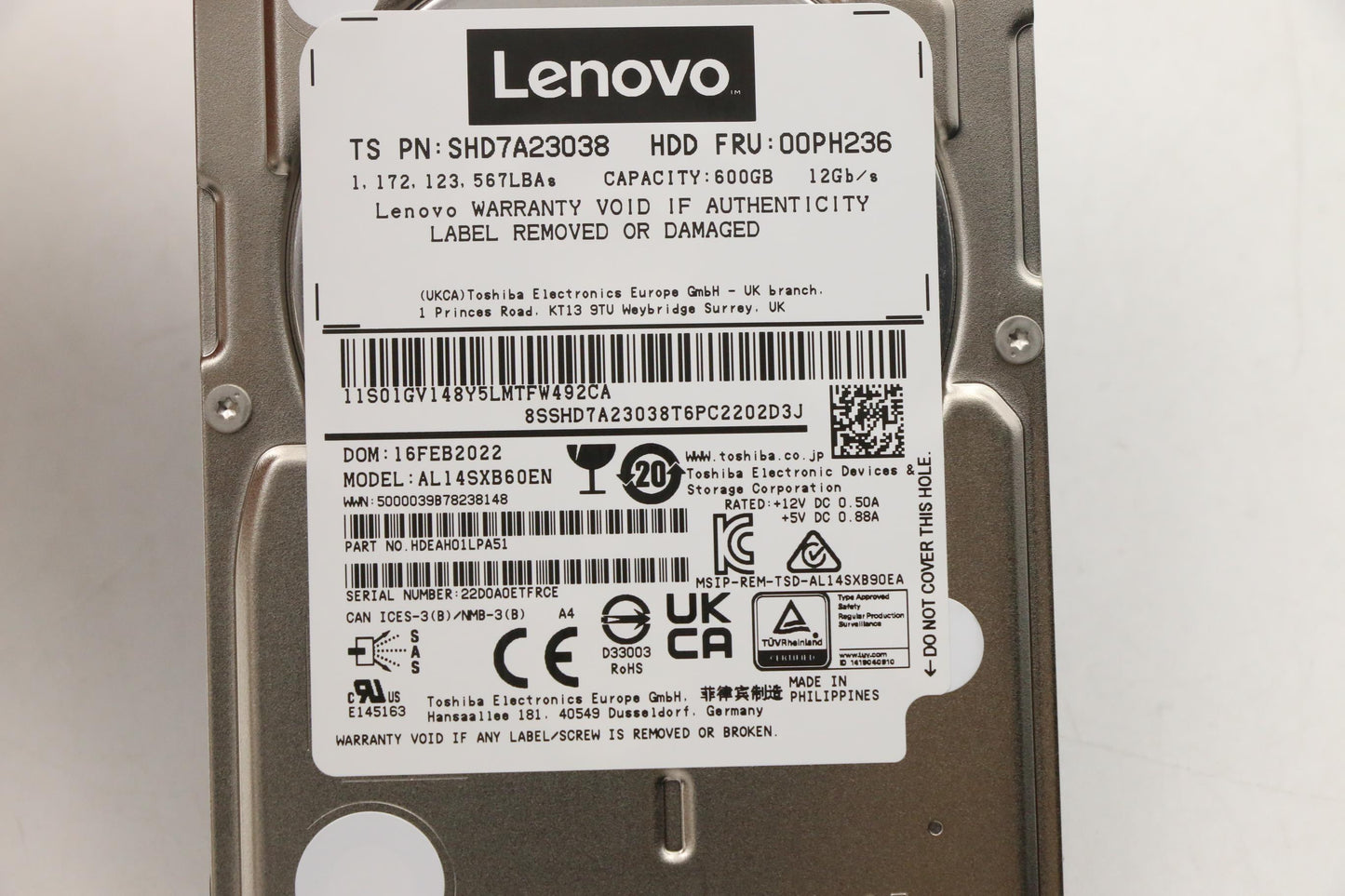 Lenovo Toshiba Al14Sx 2.5 15K 600Gb S - 01MP433