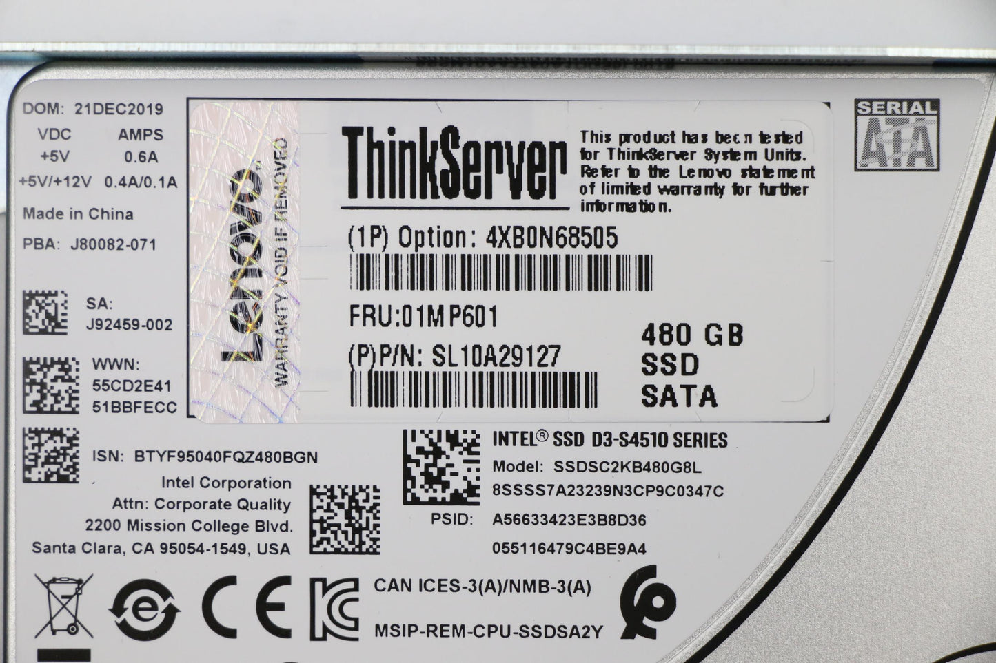 Lenovo Hs 480G Sata6G 2.5 S4500 Ssd A - 01MP601