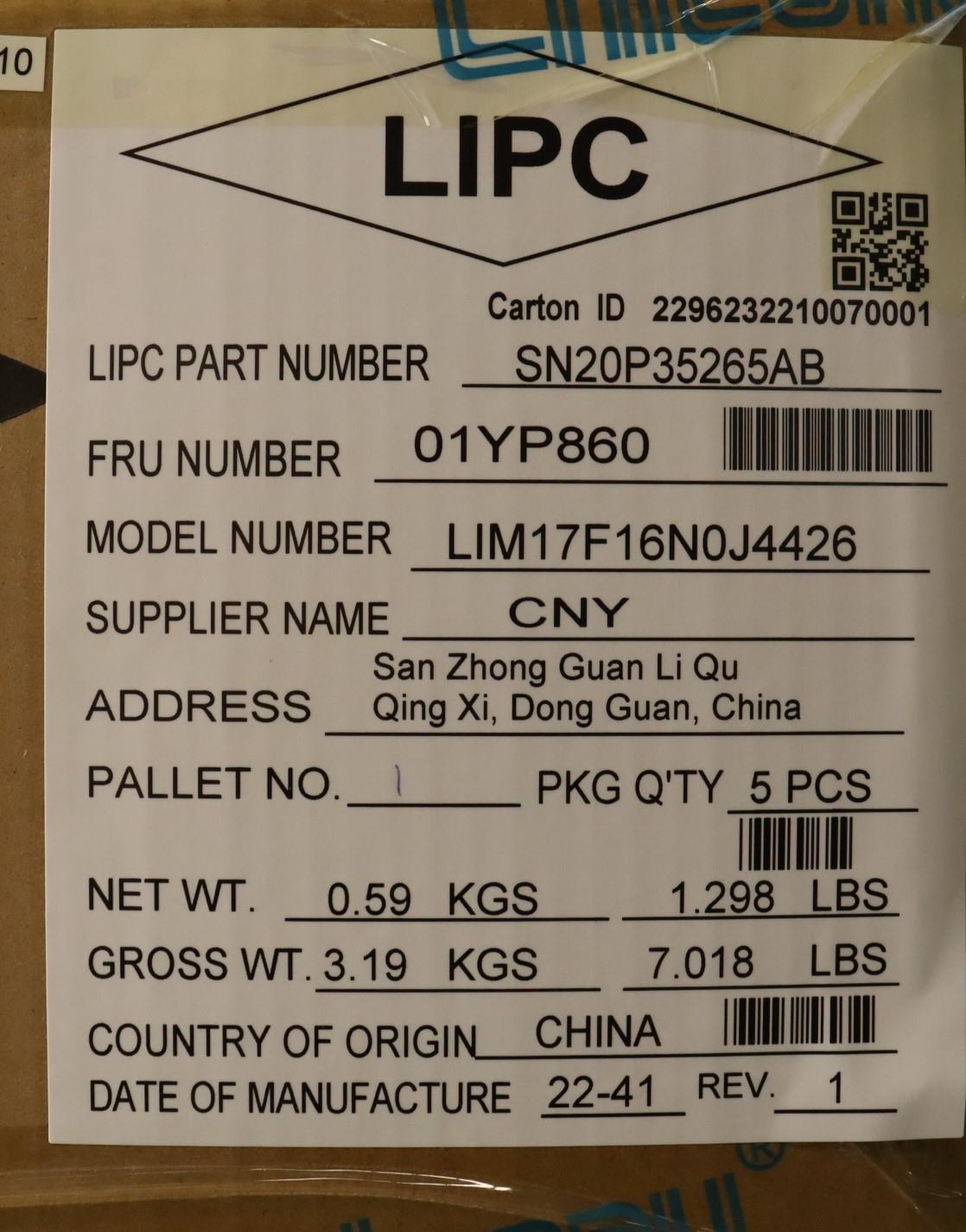 Lenovo Fru Como Sk Chy Kb-Bl Sv No - 01YP860