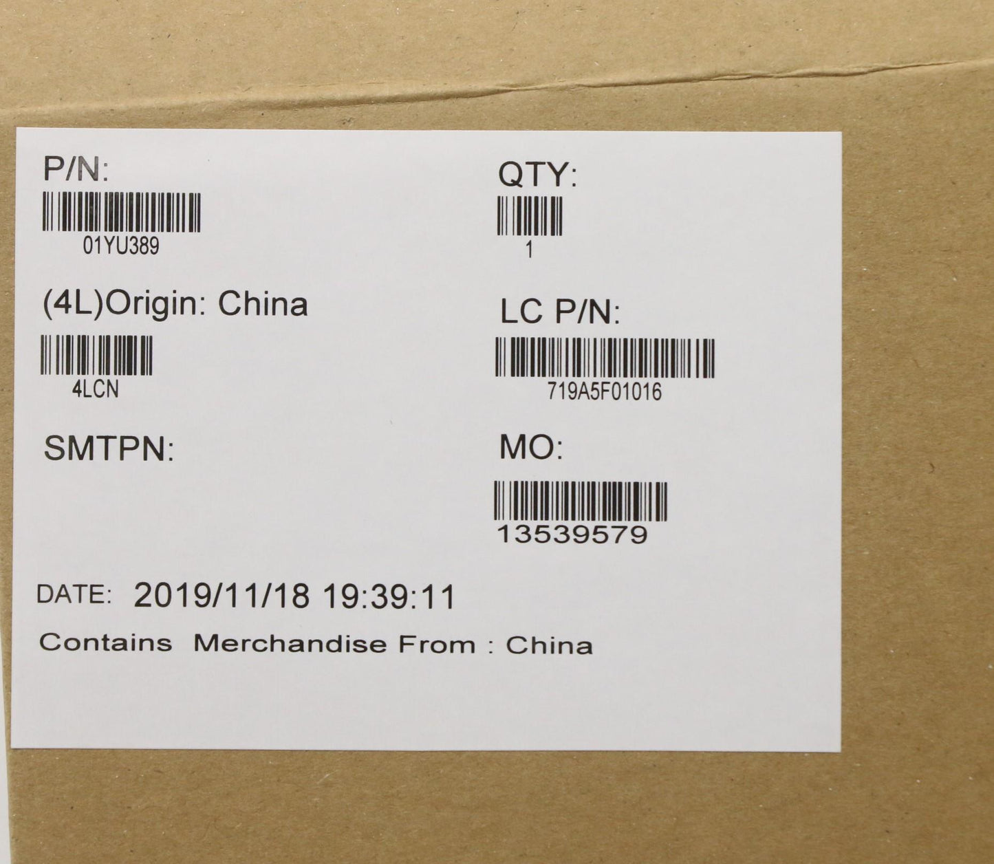 Lenovo Mb Nok I7-8665U 8G Ya Yt Dt2.0 - 01YU389