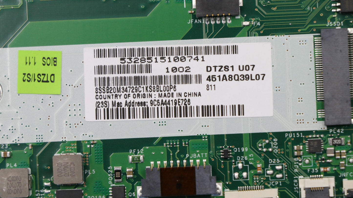 Lenovo 02DA006 Mb I58250 8G Nok Ytpm Namt