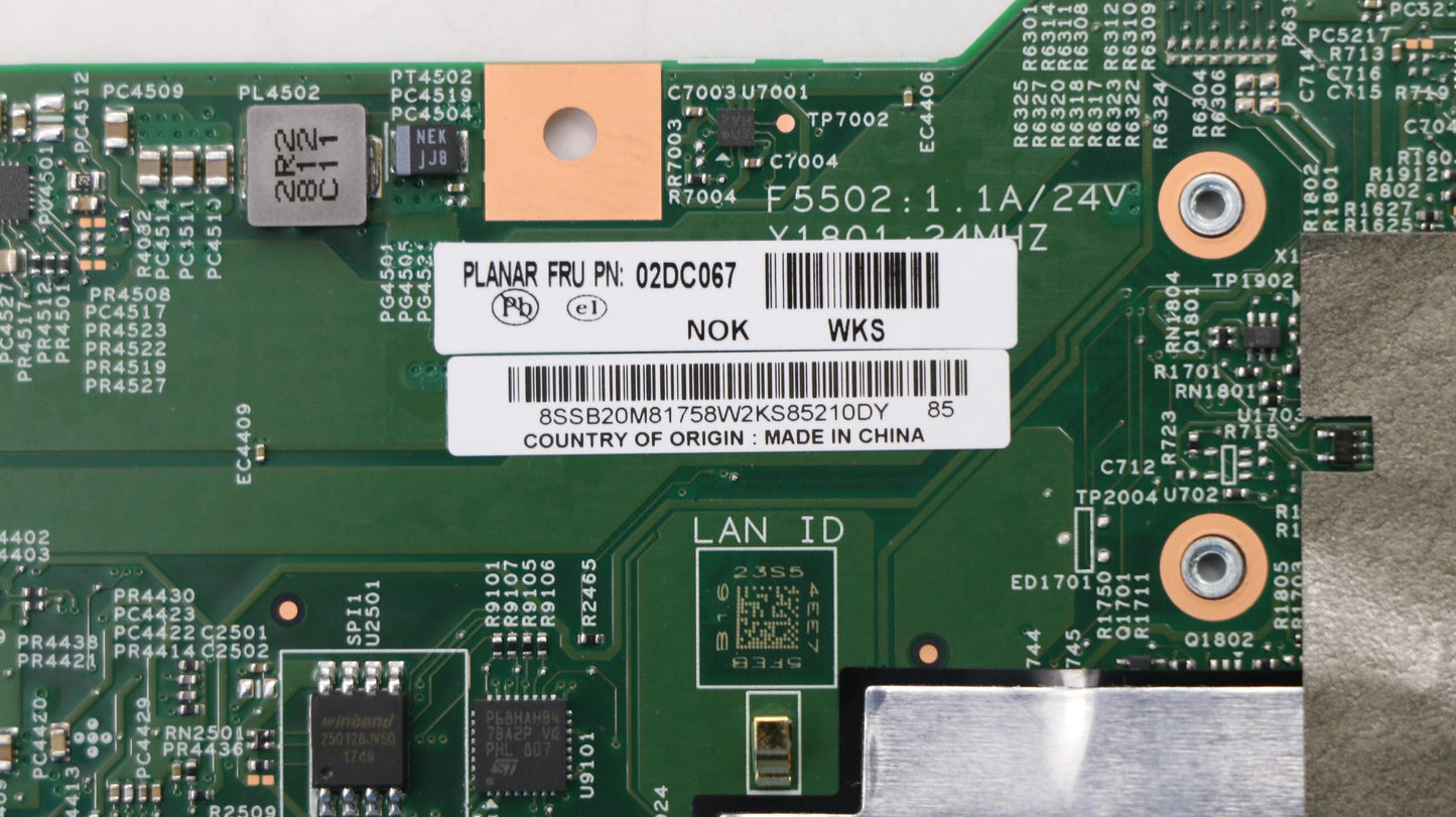 Lenovo 02DC067 Mb I5 7Y54 8G Lpddr3 Yg Nvp No