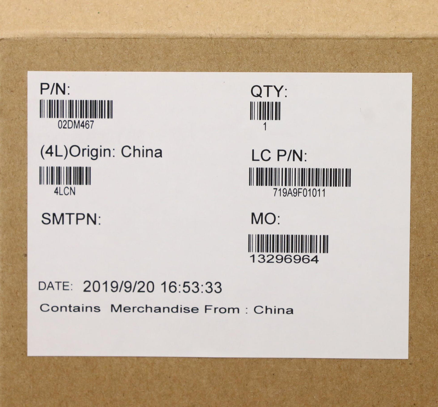 Lenovo Mb I7-9850H Vp 6Gb Nok Ya N-Tp - 02DM467
