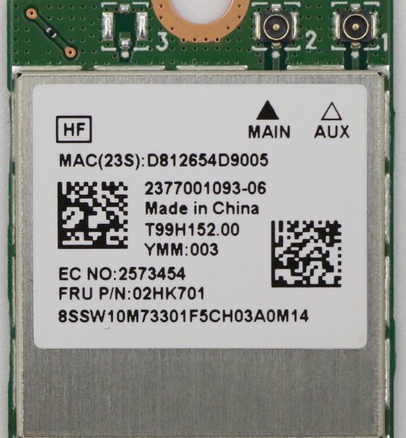 Lenovo (02HK701) - Wireless Card, M.2 Interface