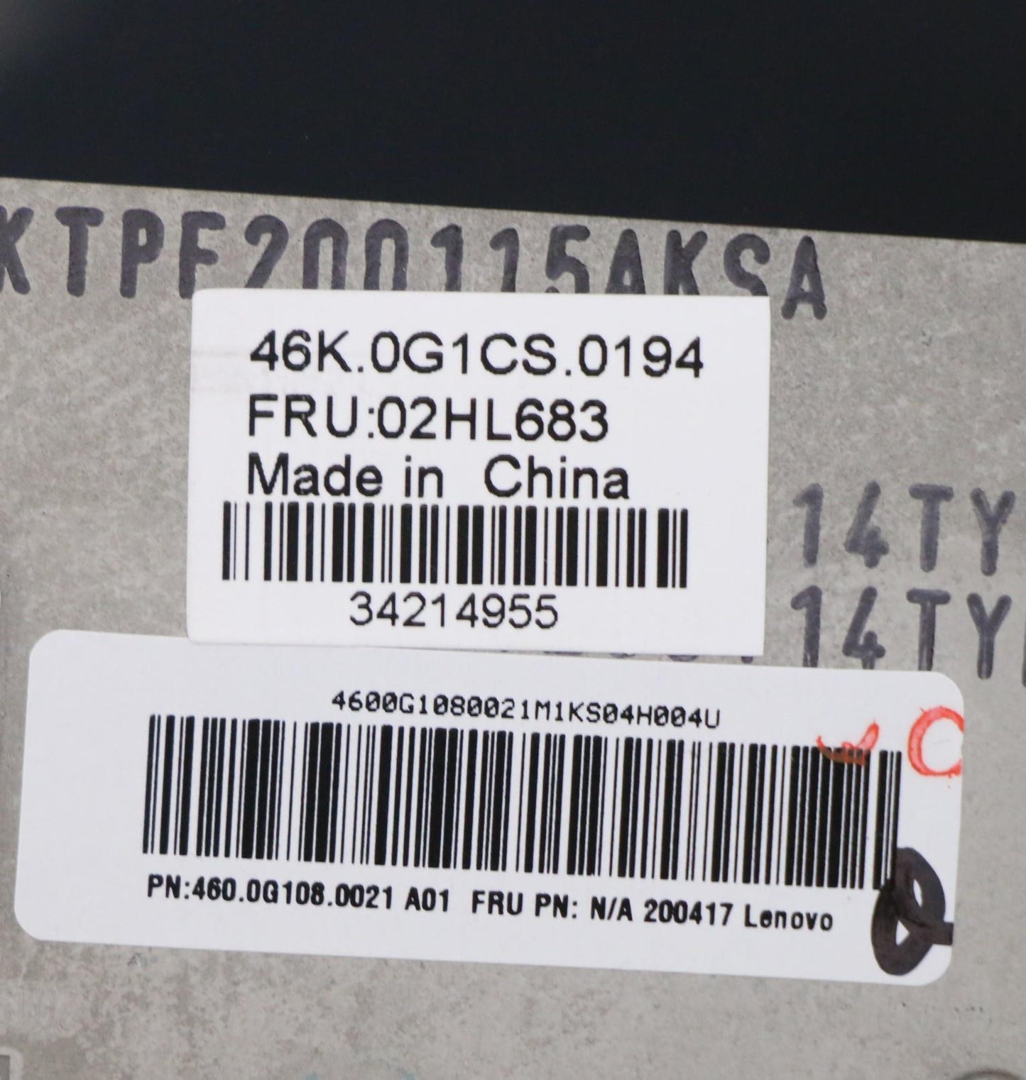 Lenovo Assembly C Cover Wl Sws Bk Ltn - 02HL683