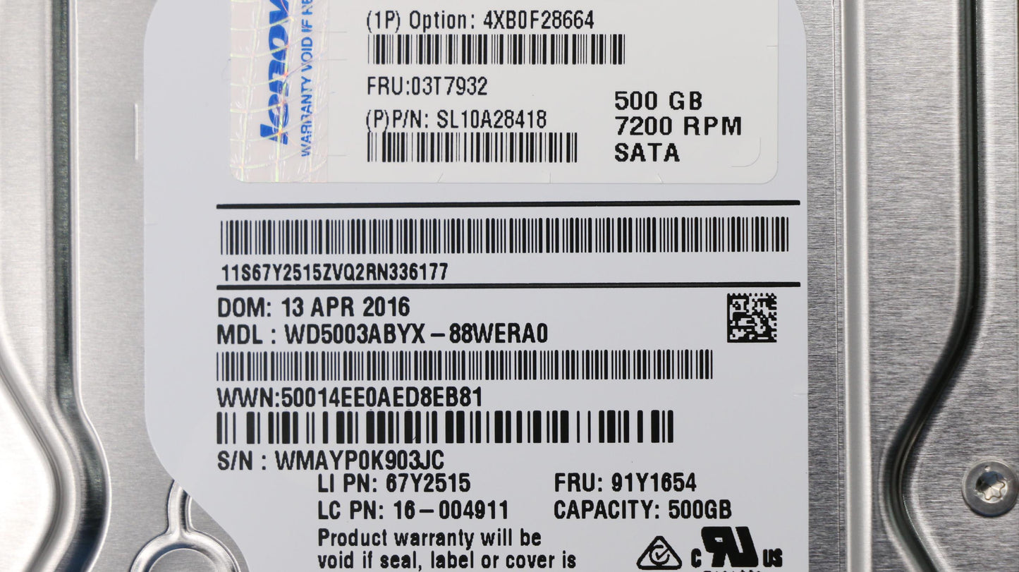 Lenovo Hd Hard Drives - 03T7932