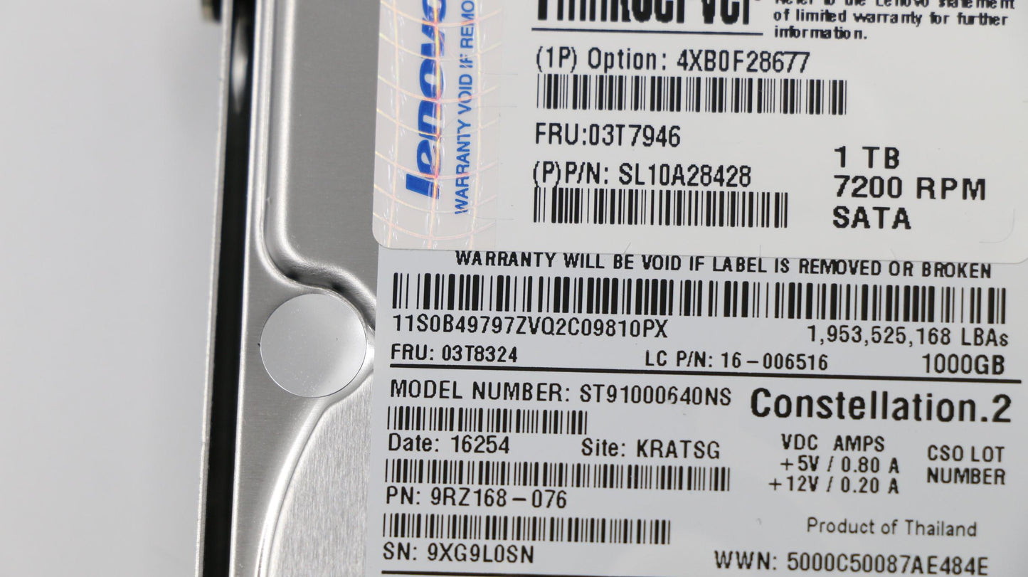 Lenovo Hard Drive Nhs 1T Sata 7200 Rp - 03T7946