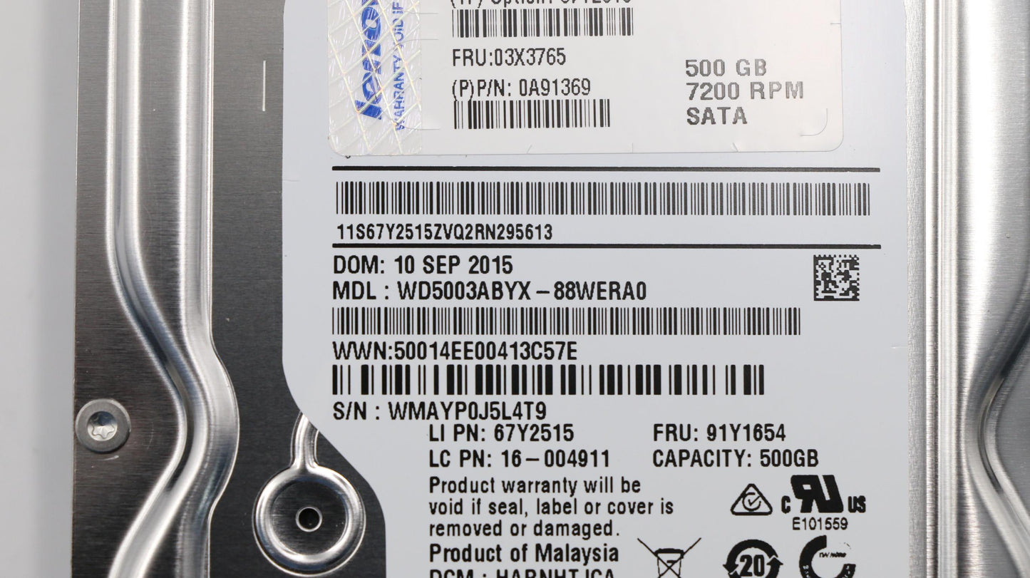 Lenovo Hard Drive Nhs 500Gb Sata 3Gb/ - 03X3765