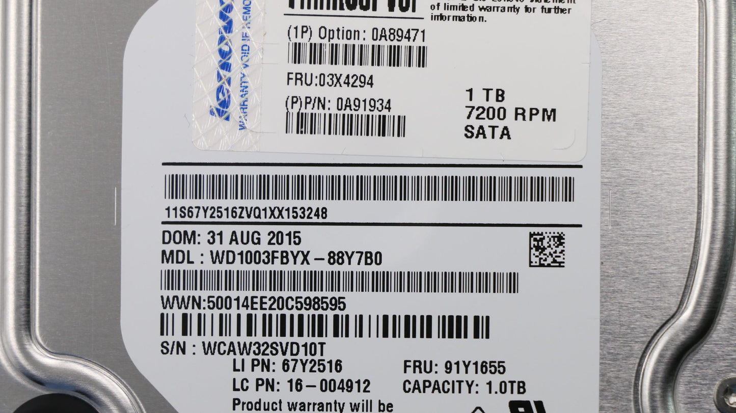 Lenovo Hard Drive Nhs 1Tb Sata 6Gb/S, - 03X4294