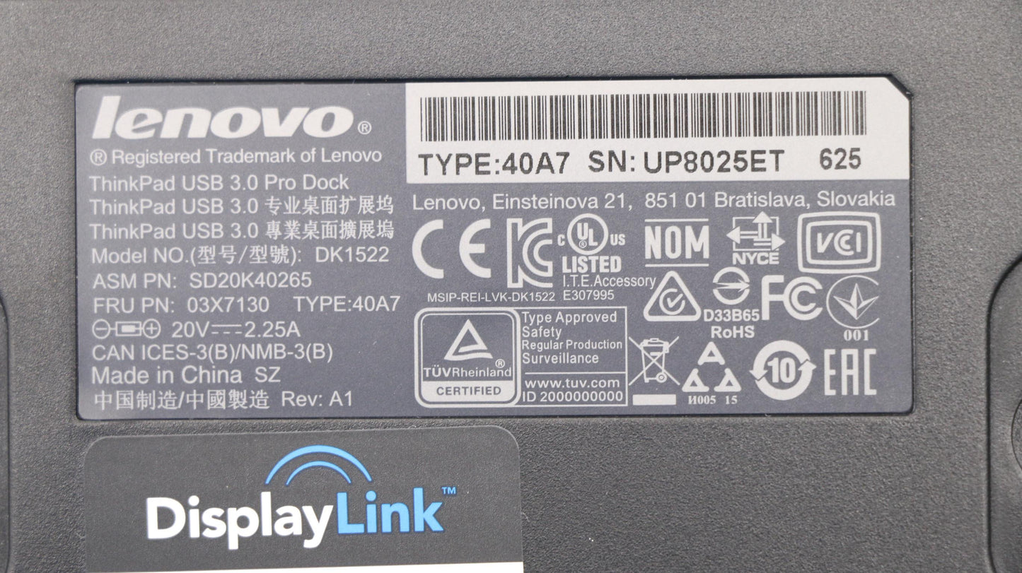 Lenovo Fruforusb3.0Prodock - 03X7130