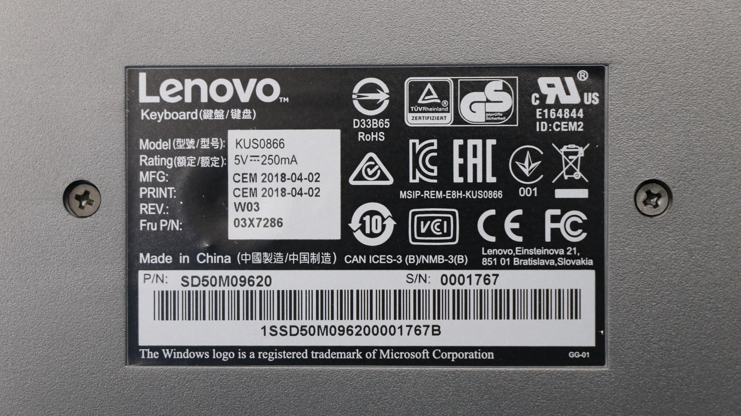 Lenovo 03X7286 Lenovo Usb Smartcard Keyboard