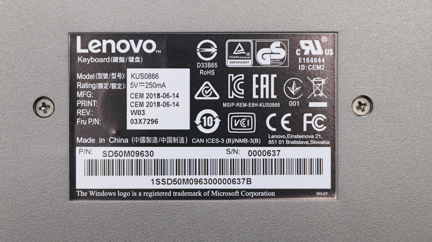 Lenovo 03X7296 Lenovo Usb Smartcard Keyboard