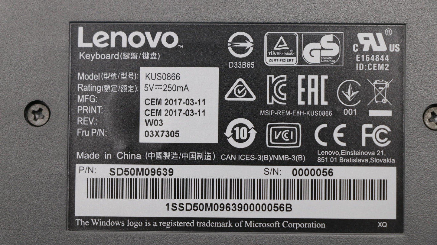 Lenovo 03X7305 Lenovo Usb Smartcard Keyboard