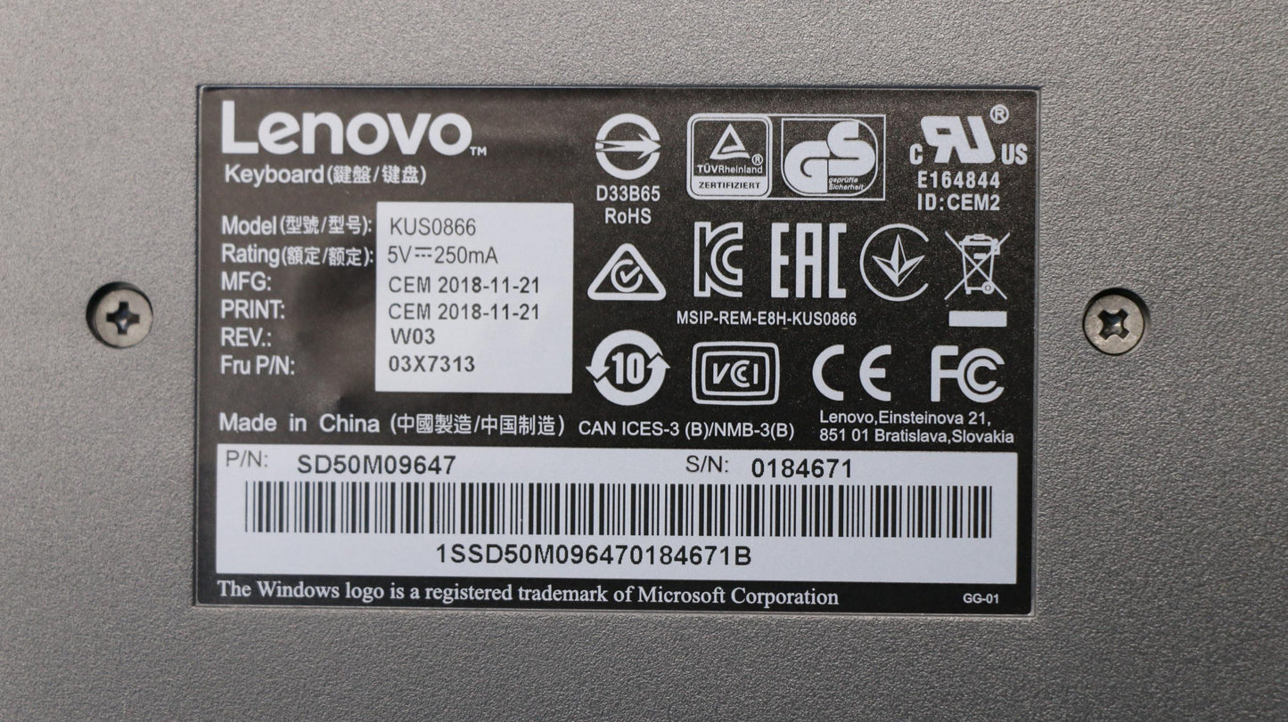 Lenovo 03X7313 Lenovo Usb Smartcard Keyboard