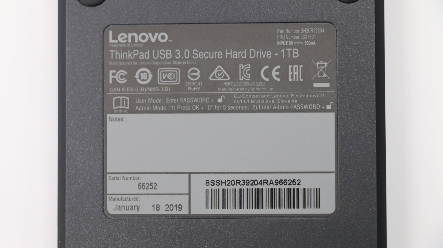 Lenovo Tp Secure Hdd 1Tb Fru - 03X7601