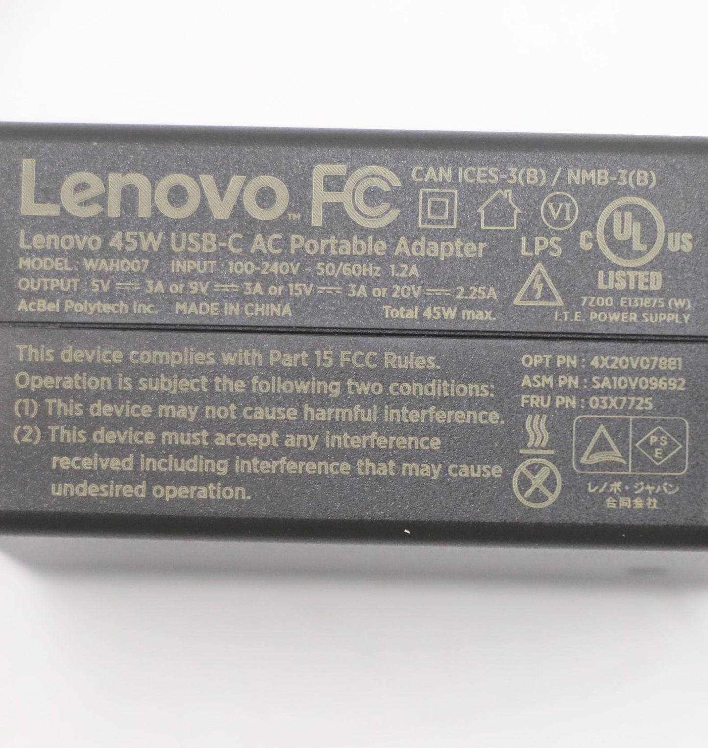 Lenovo 45W Usb-C Ac Portable Adapter( - 03X7725