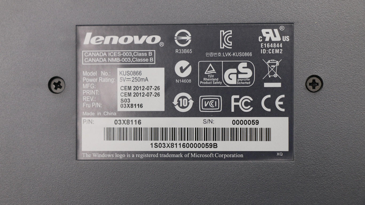 Lenovo Kb Keyboards External - 03X8116
