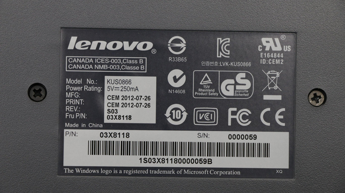 Lenovo Kb Keyboards External - 03X8118