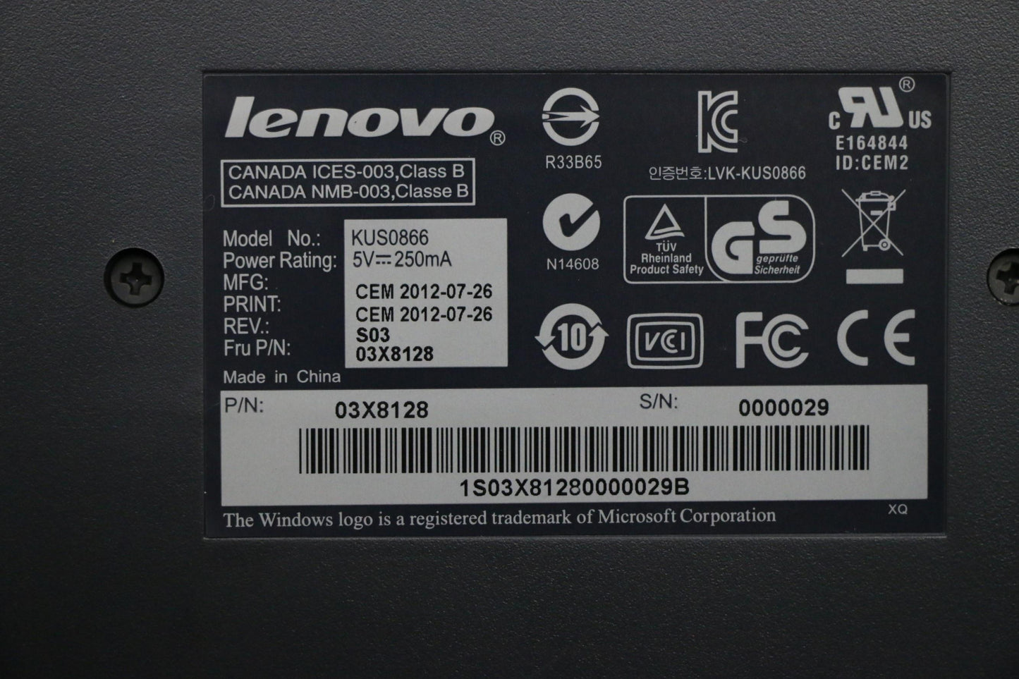 Lenovo Kb Keyboards External - 03X8128