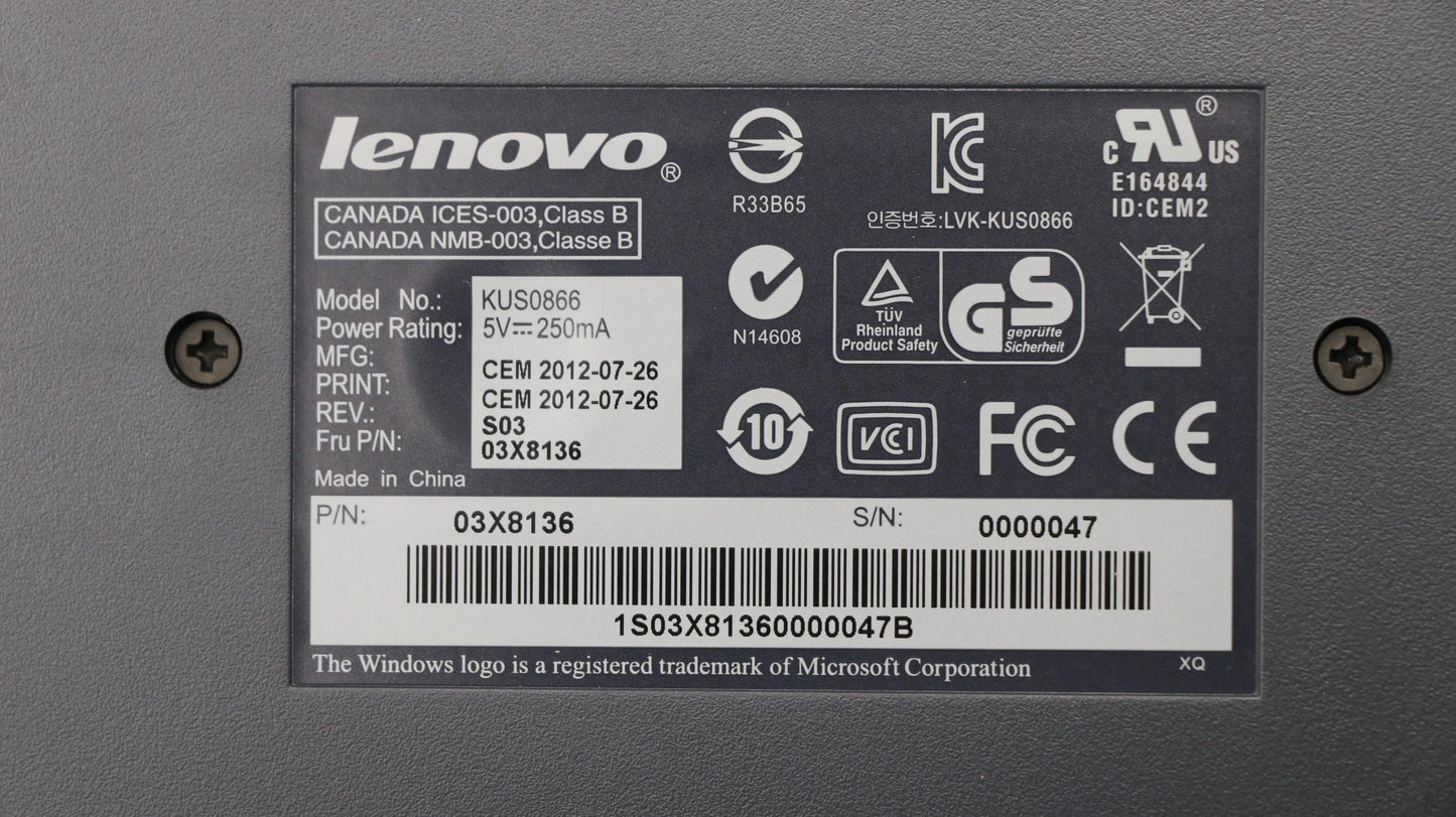 Lenovo Kb Keyboards External - 03X8136