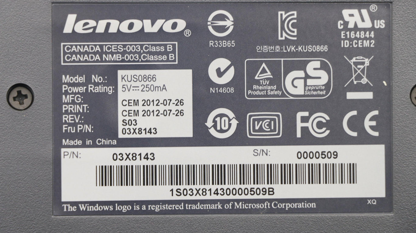 Lenovo Kb Keyboards External - 03X8143