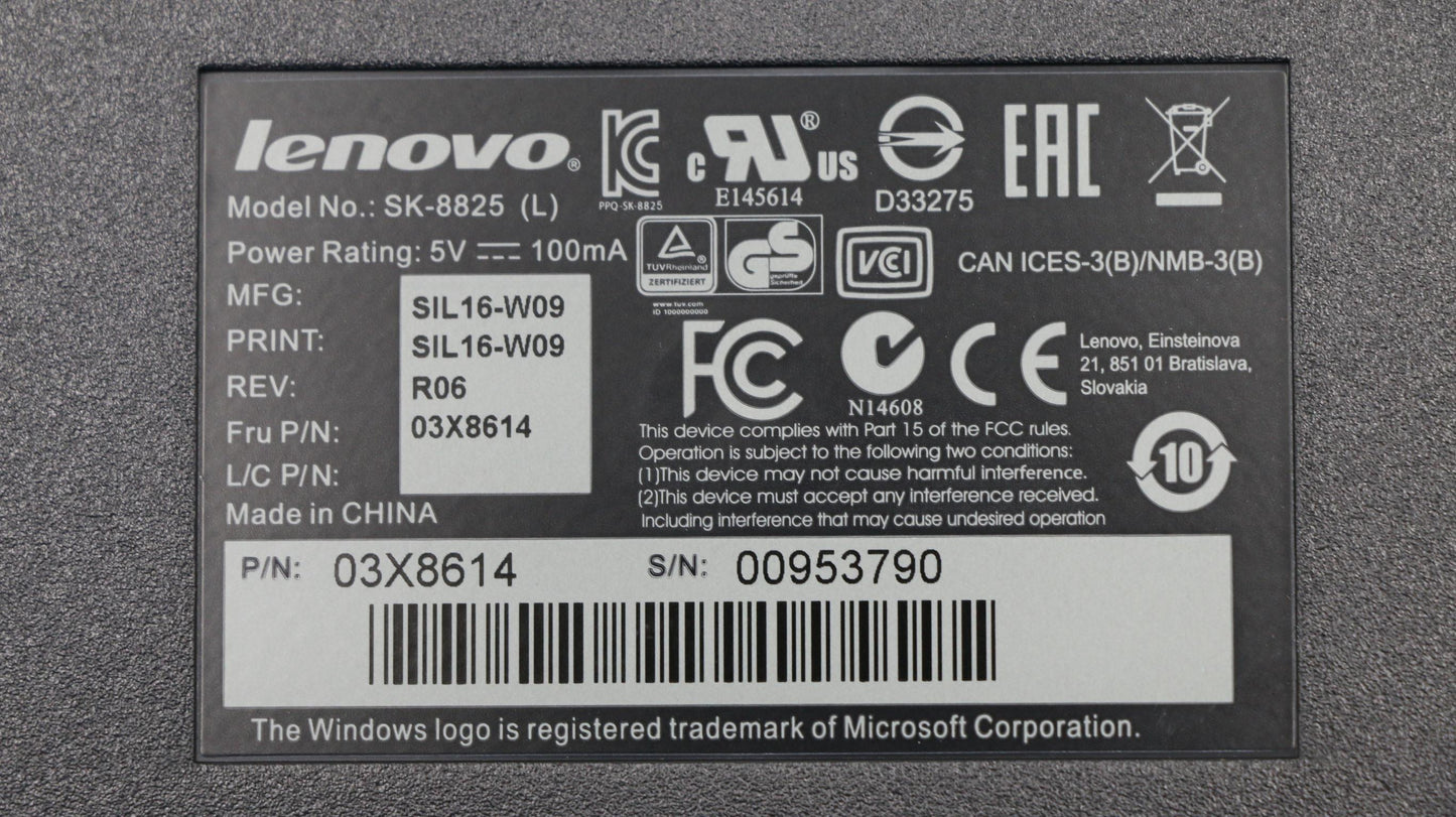 Lenovo Kb Keyboards External - 03X8614