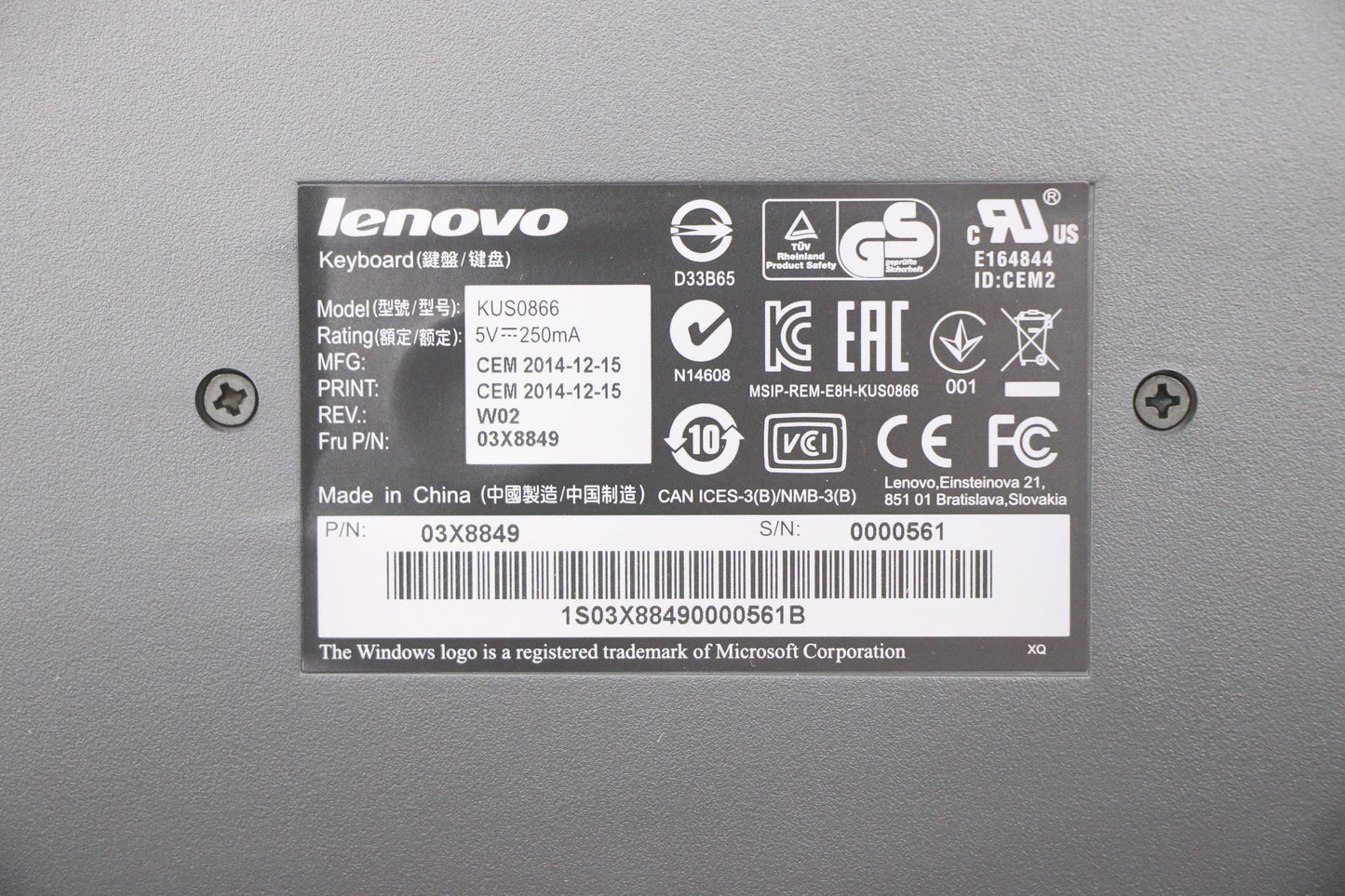 Lenovo Kb Keyboards External - 03X8849