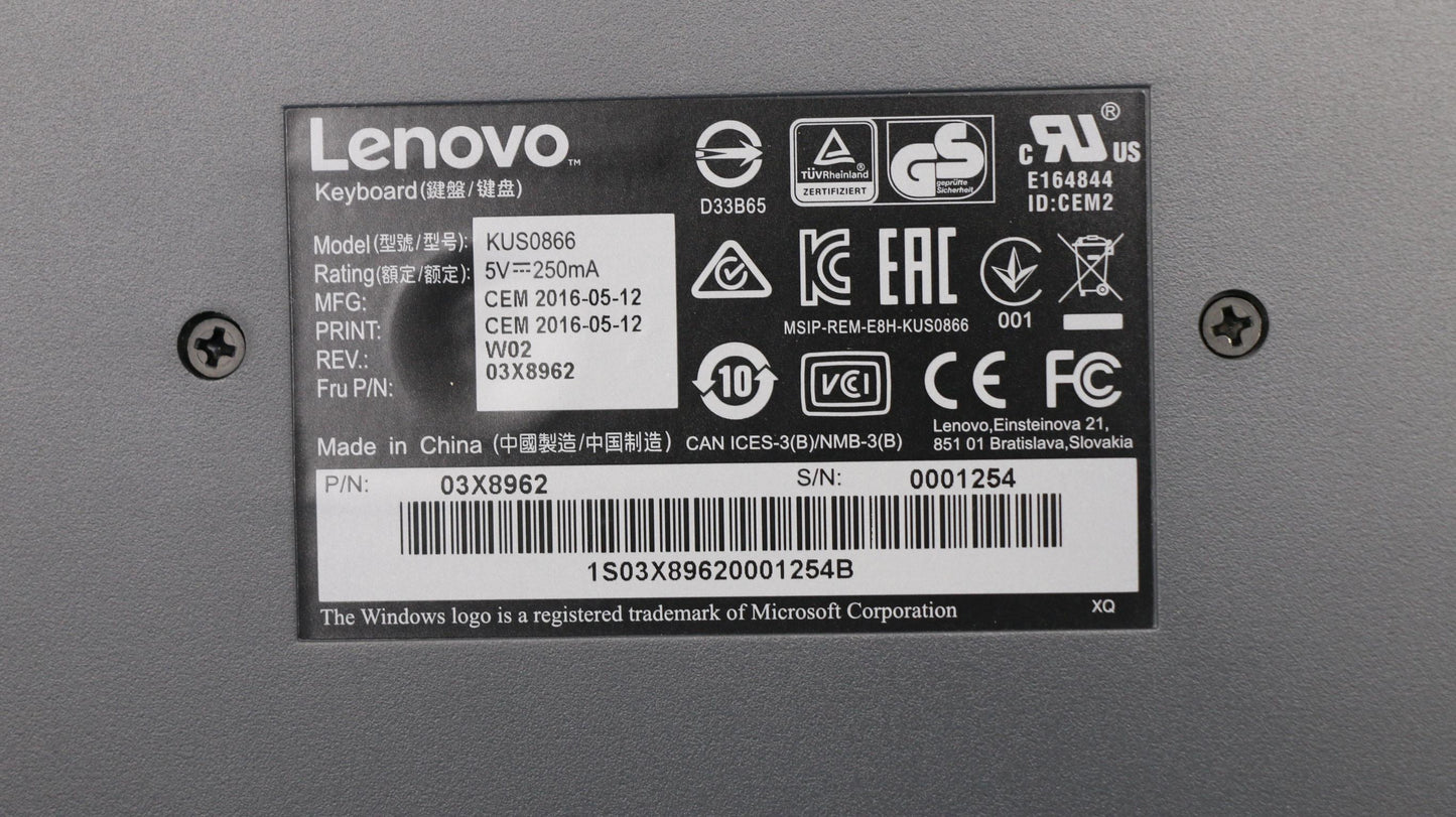 Lenovo Kb Keyboards External - 03X8962