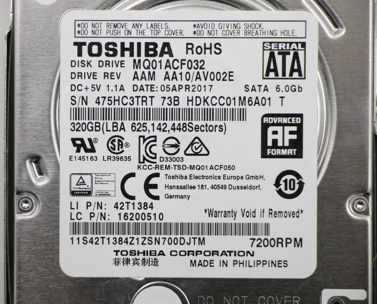 Lenovo Hard Drive Hdd,320G,7200,7Mm,T - 04X2095