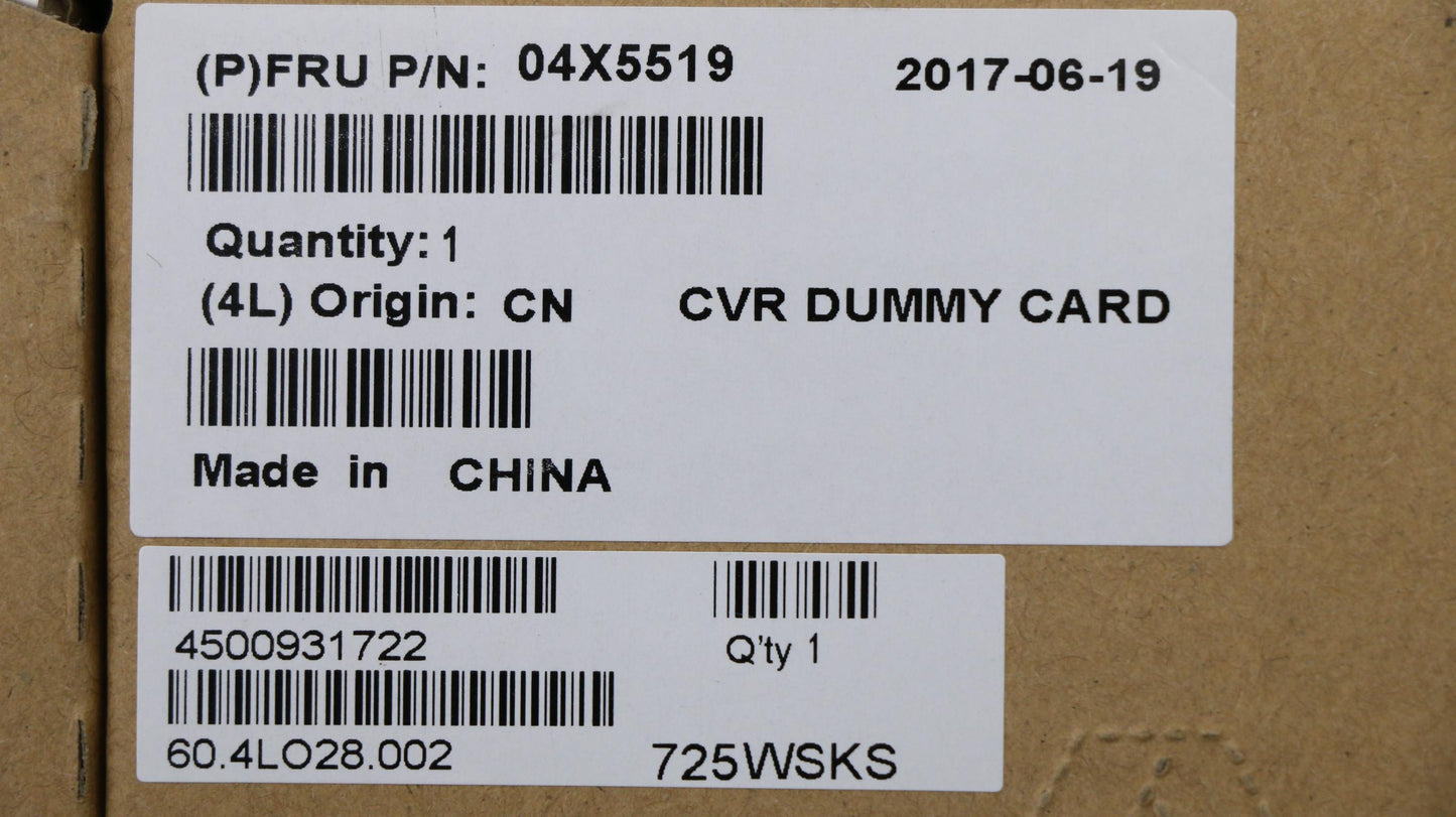 Lenovo Mech Asm Dummy,New,Card,Cover - 04X5519