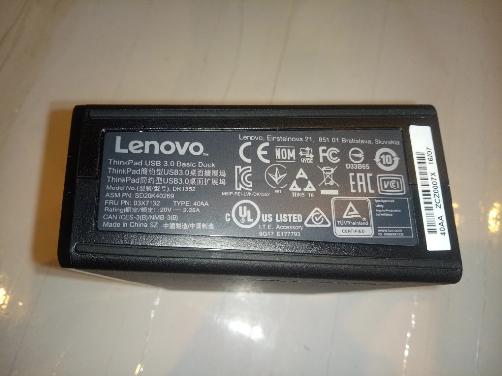 Lenovo Fru For Essential Usb3.0 Dock - 03X7132