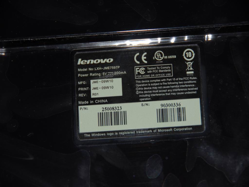 Lenovo 25008323 Keyboard Sunrex Lxh-Jme7597P P