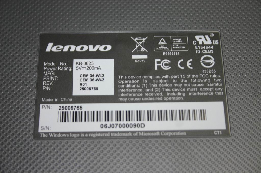 Lenovo 25006765 Kb Chicony Lxh-Ch0623(Us) Ps/2