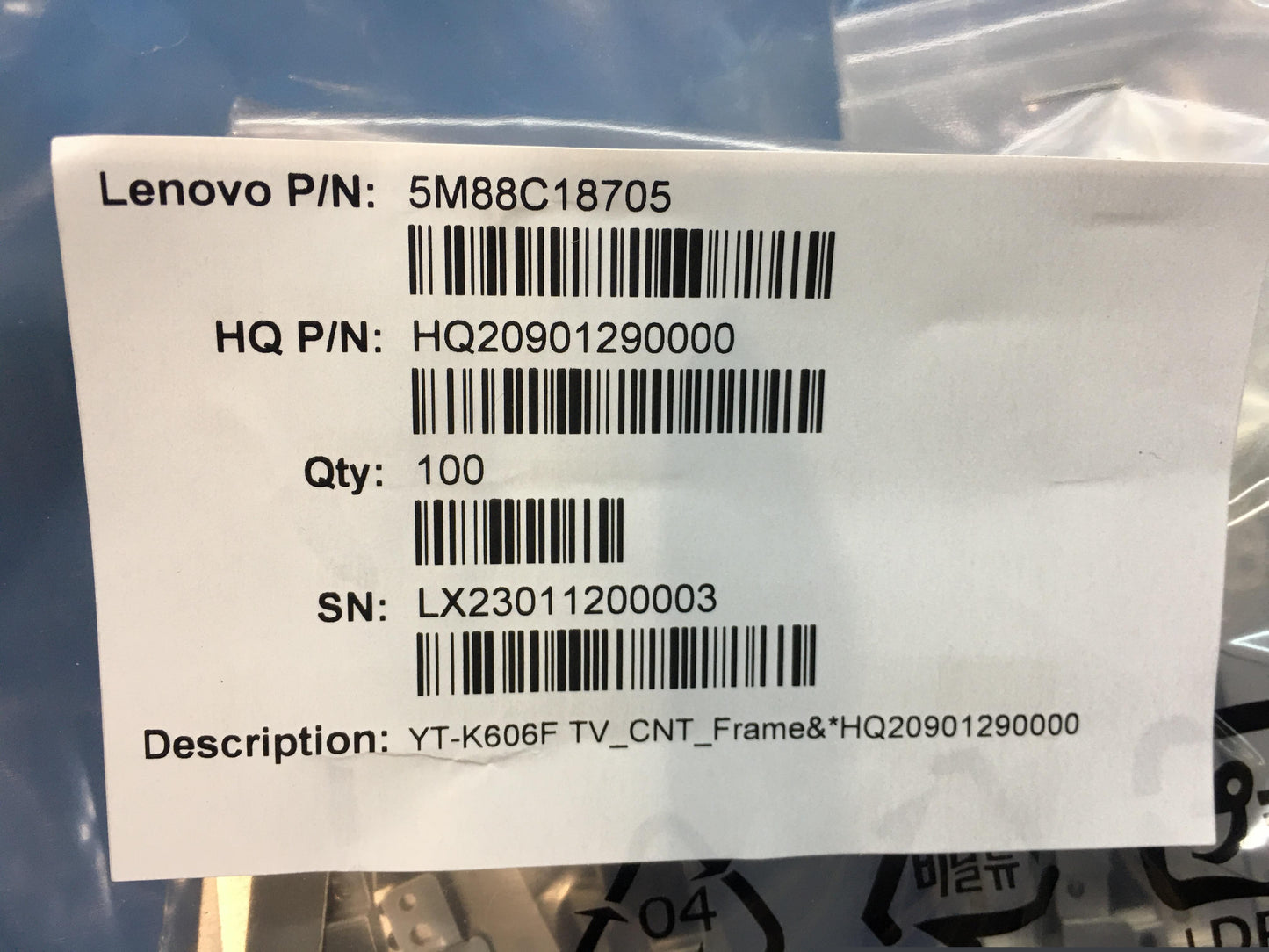 Lenovo Yt-K606F Tv_Cnt_Frame And*Hq20 - 5M88C18705