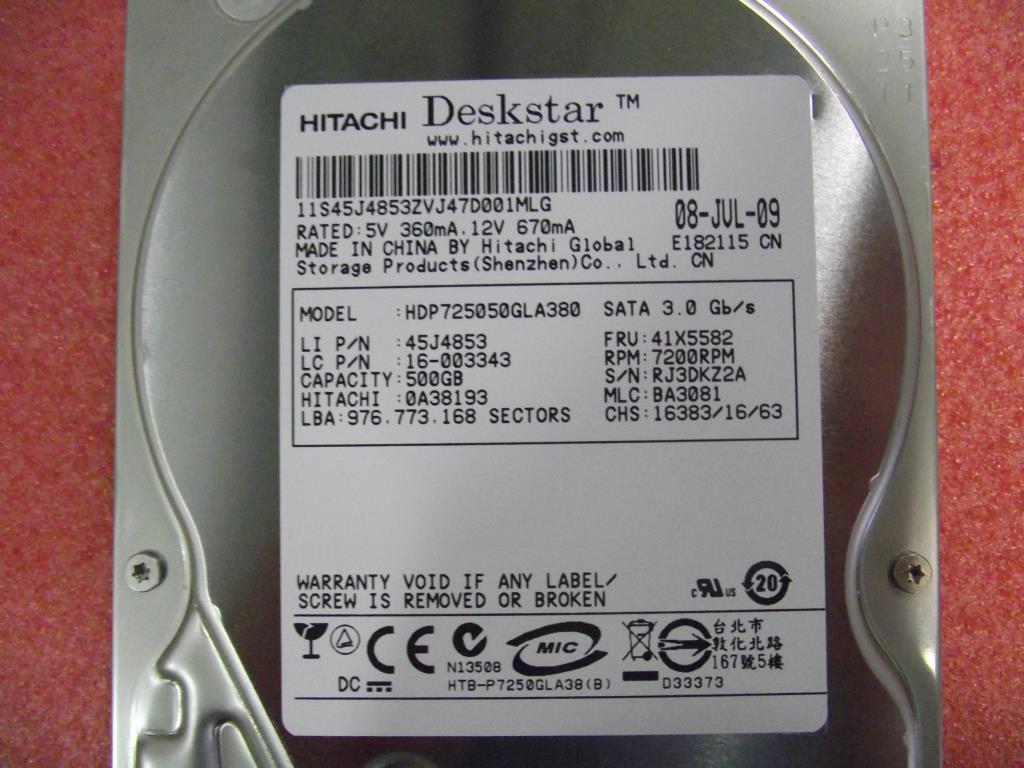 Lenovo 16003343 Hdd 500G Sata2 Hdp725050Gla380