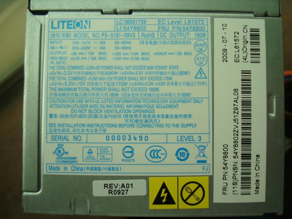 Lenovo Power Liteon Ps-5181-09Vs 180W - 36001739