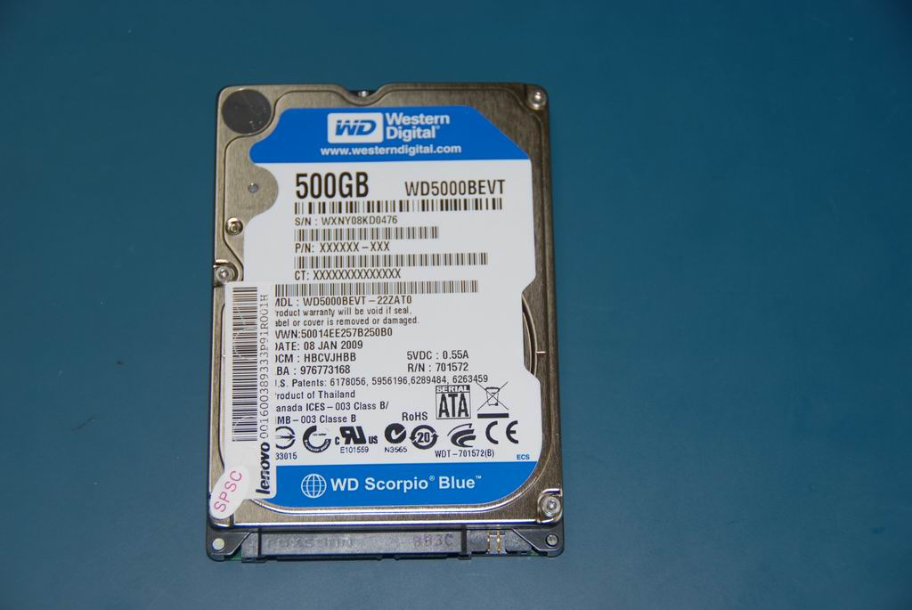 Lenovo 16003893 Hdd 500G 2.5 Wd Wd5000Bevt