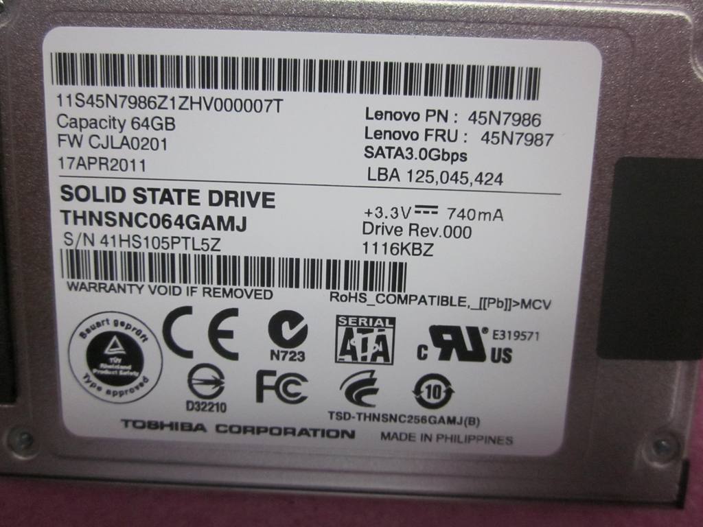 Lenovo Driveh Usata Ssd 64Gb Toshiba - 45N7987