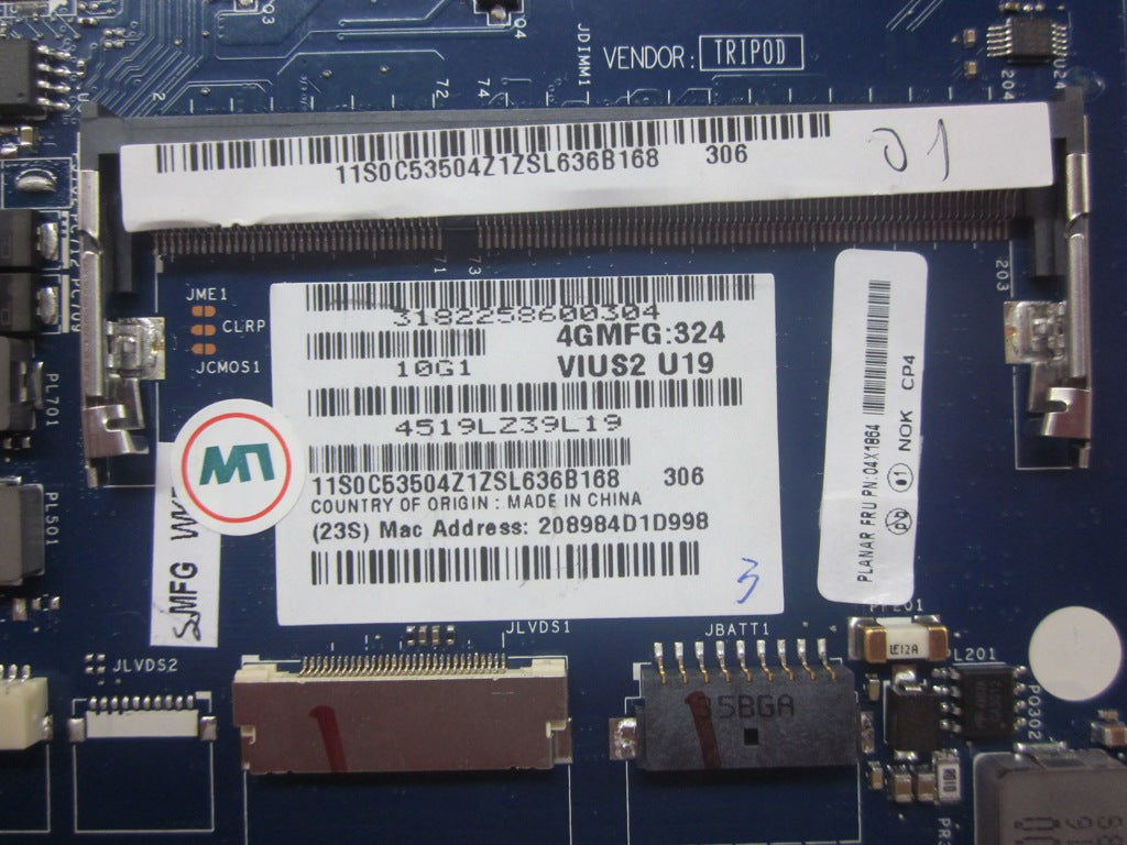 Lenovo Bdplanar Nok,I3-3227U,Uma,Int, - 04X1864