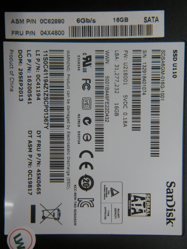 Lenovo Ssd Asm 16G,2.5,7Mm,Sata6G,Sd - 04X4800