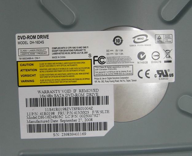 Lenovo 25007927 Dvdrom Plds 16X Dh-16D4S Sata