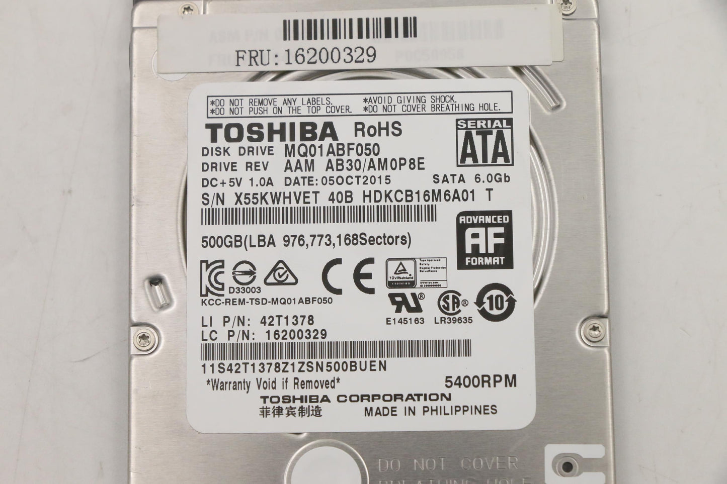Lenovo Mq01Abf0507Mm5.4Krpm500Ghddtpg - 16200329
