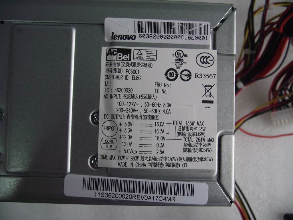 Lenovo 36200020 Power Supply Acbel Pc6001-El8G