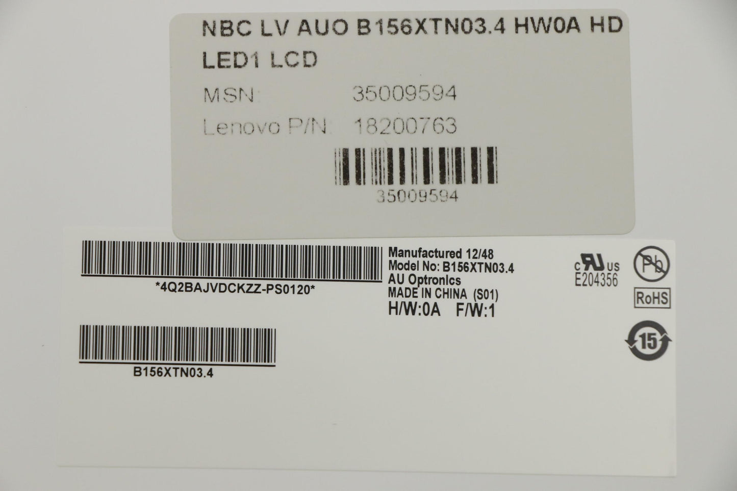 Lenovo Lcd Auo B156Xtn03.4 Hw1A Hd Ag - 18200763
