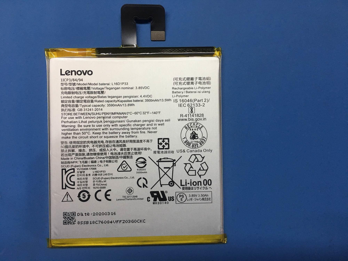 Lenovo SB18C76084 Scud-V-18B L16D1P33 3.85V13.5W