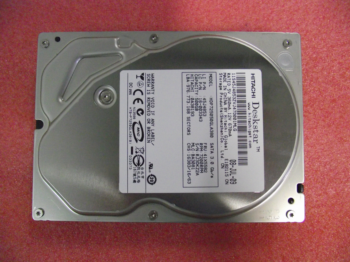 Lenovo 16003343 Hdd 500G Sata2 Hdp725050Gla380