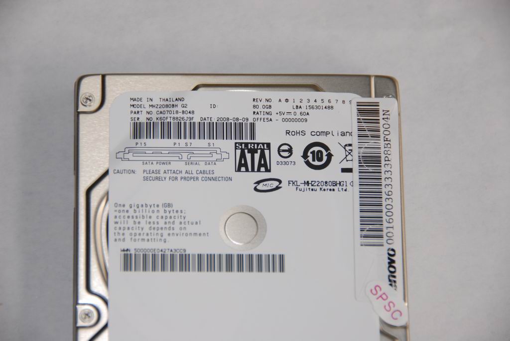 Lenovo Hdd Sata 80G Fujitsu Mhz2080Bh - 16003633